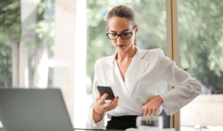 Woman holding a mobile phone