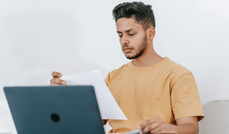 A person reading a document