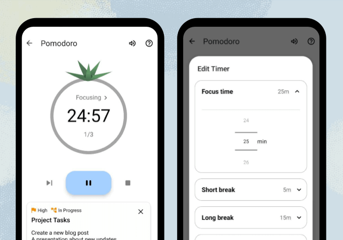 Planndu screenshots of focus timer