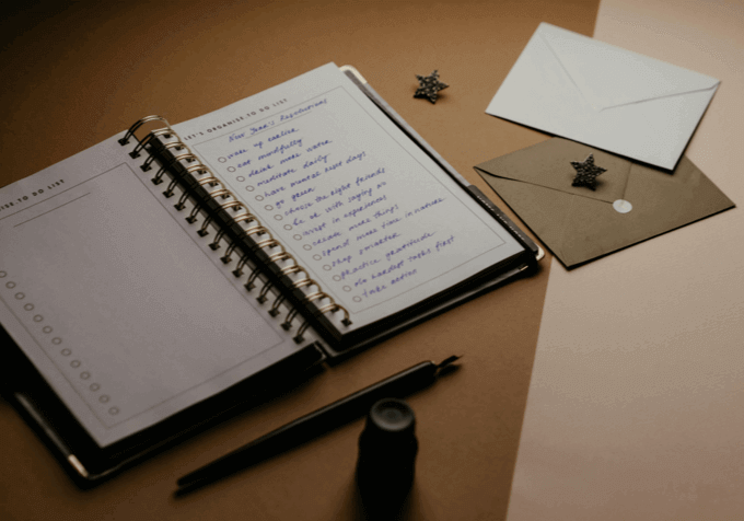 A open notebook on the table