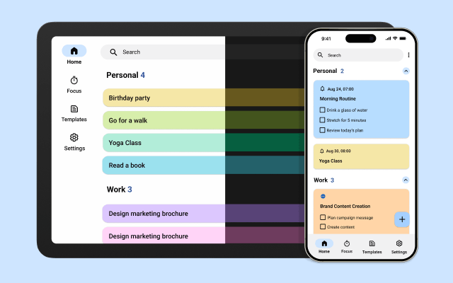 Planndu app interface across tablet and smartphone devices