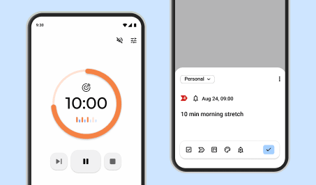 Planndu app screenshot of a focus timer and task
