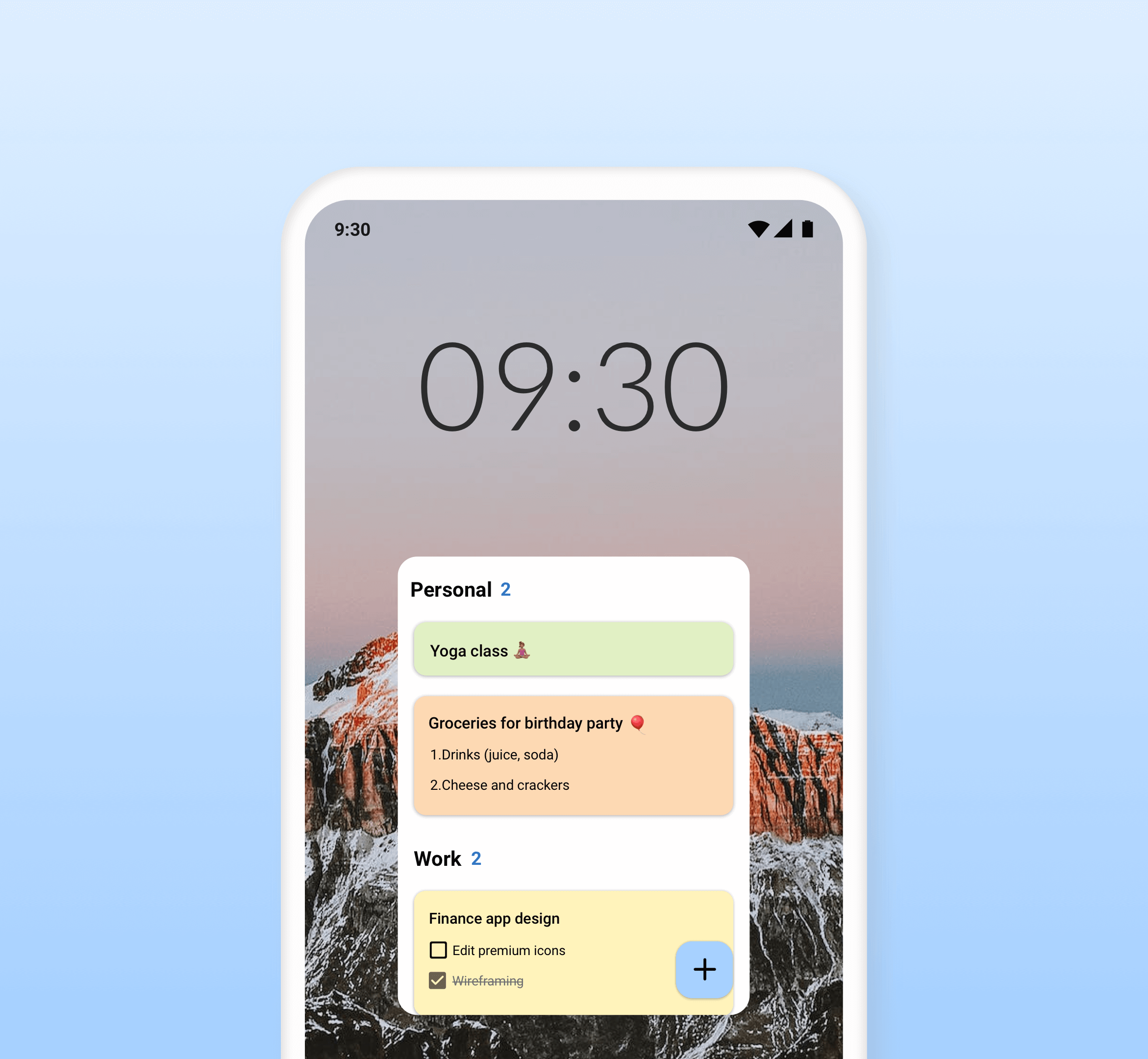 Planndu app screenshot of widget