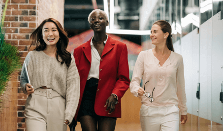 Three woman walking